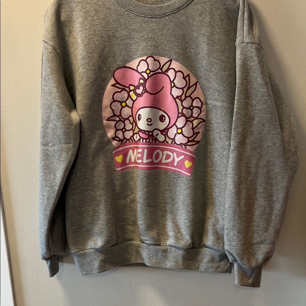My Melody Gray Crewneck Sweatshirt with Pink Graphic